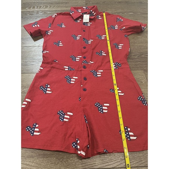 Disney Men's Red Mickey Mouse Americana Pajama Romper Mens small pajamas 1222 - Picture 10 of 11